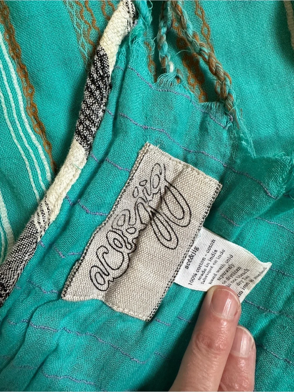 Ace & Jig Turquoise Striped Lightweight Double-layered Scarf
